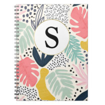 Custom Monogram Tropical Pattern Notebook