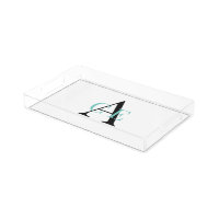 Custom Monogram Turquoise & Black Small Vanity
