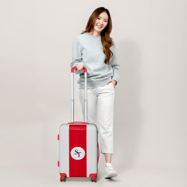 Custom Monogram Two Initials Red Vertical Color Luggage (Scale)