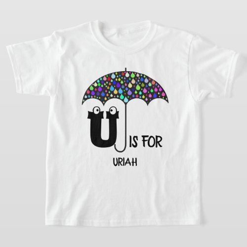 Custom monogram U is for Umbrella cute name T_Shirt