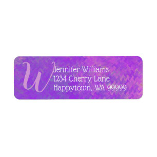 Custom Monogram Violet Marbled Art Return Address Label