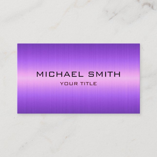 Custom Monogram Violet Stainless Steel Metal Business Card (Front)