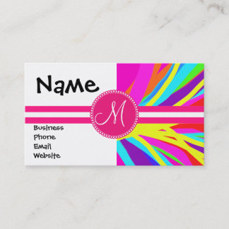 Custom Monogram Vivid Color Paint Brush Strokes Business Card