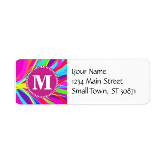 Custom Monogram Vivid Color Paint Brush Strokes Label
