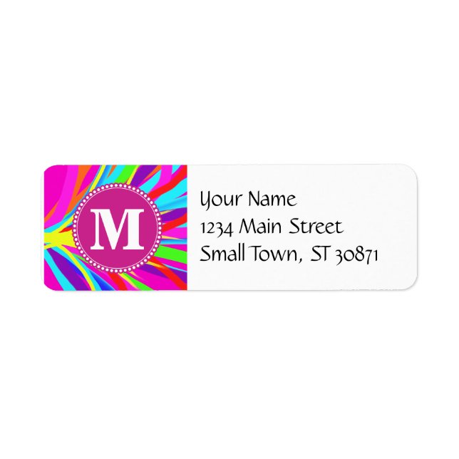 Custom Monogram Vivid Color Paint Brush Strokes Label (Front)