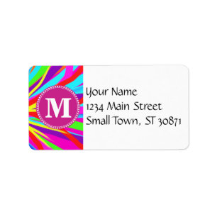Custom Monogram Vivid Color Paint Brush Strokes Label