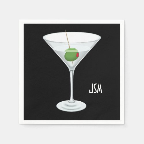 Custom Monogram Vodka Gin Martini Cocktail Drink Napkins