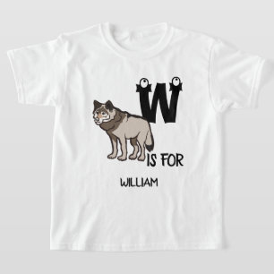 Custom monogram W is for Wolf cute illustration T-Shirt