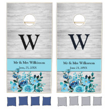 Custom Monogram Watercolor Aqua Turquoise