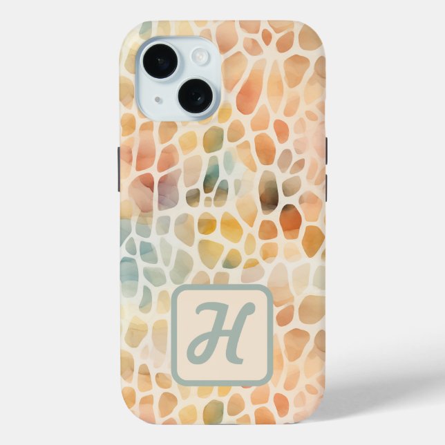 Custom Monogram Watercolor Colorful  Case-Mate iPhone Case (Back)