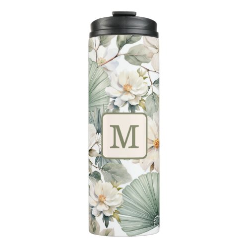 Custom Monogram Watercolor Floral Thermal Tumbler