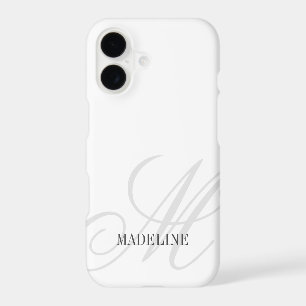 Custom monogram watermark logo chic white iPhone 17 case