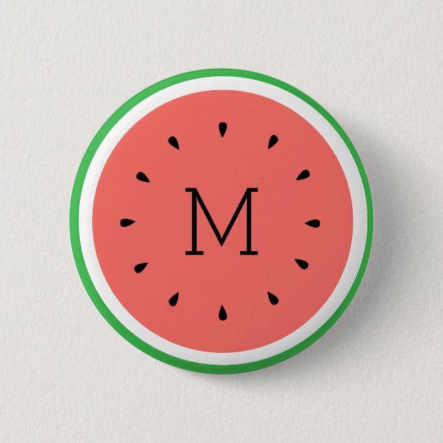 custom monogram watermelon button (Front)