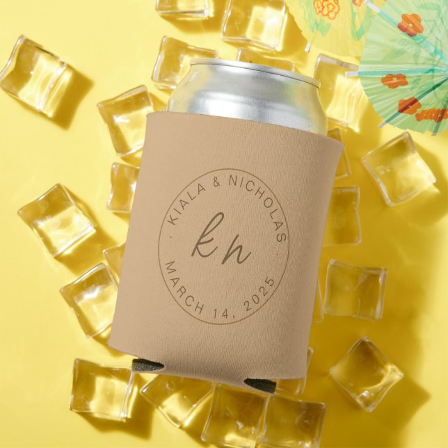 , Custom Monogram - Wedding Favors, Wedding Favor Can Cooler (In Situ Summer)