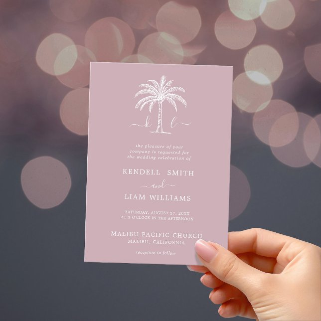 Custom Monogram Wedding Logo Palm Tree Invitation (Creator Uploaded)