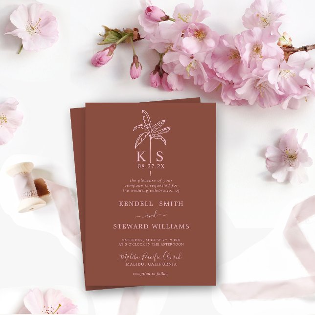 Custom Monogram Wedding Logo Palm Tree Invitation (Creator Uploaded)