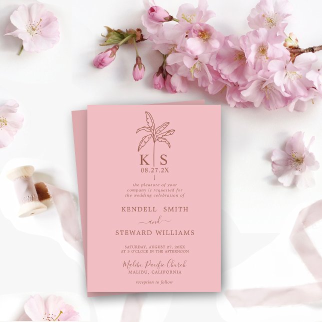Custom Monogram Wedding Logo Palm Tree Invitation (Creator Uploaded)