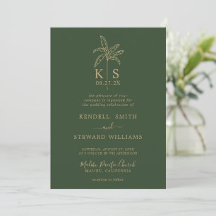 Custom Monogram Wedding Logo Palm Tree Invitation