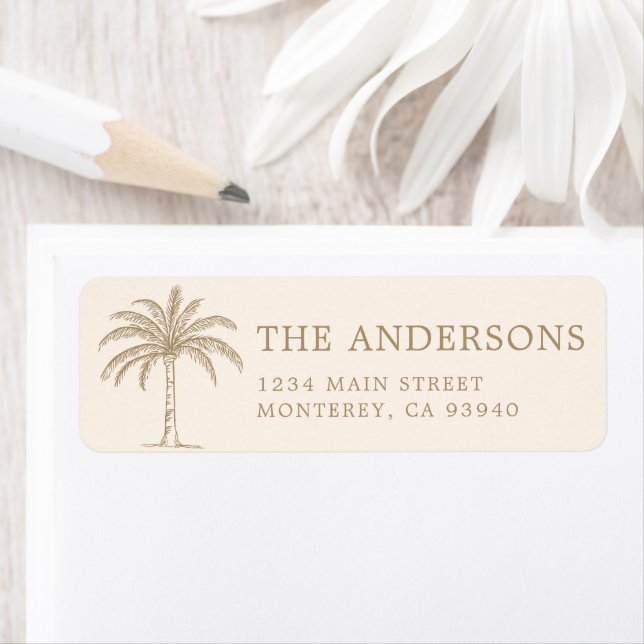 Custom Monogram Wedding Logo Palm Tree Label (Insitu)