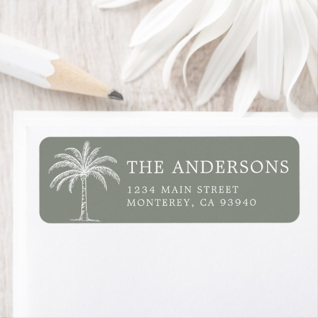Custom Monogram Wedding Logo Palm Tree Label (Insitu)