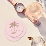 Custom Monogram Wedding Logo Palm Tree Round Paper Coaster<br><div class="desc">Beautiful and elegant Wedding Invitation Celebrate love in its purest form with invitations that mirror the elegance of your union. Order your elegant Wedding Invitations today and set the stage for a celebration that is as timeless as your love. Whether you're tying the knot in your hometown or saying "I...</div>