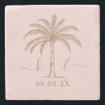 Custom Monogram Wedding Logo Palm Tree Stone Coaster<br><div class="desc">Beautiful and elegant Wedding Invitation Celebrate love in its purest form with invitations that mirror the elegance of your union. Order your elegant Wedding Invitations today and set the stage for a celebration that is as timeless as your love. Whether you're tying the knot in your hometown or saying "I...</div>