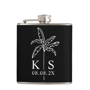 Custom Monogram Wedding Logo Palm Tree Tote Bag Fl Flask