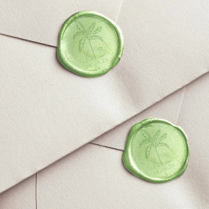 Custom Monogram Wedding Logo Palm Tree Wax Seal Sticker