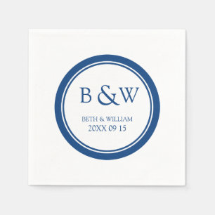 Custom Monogram Wedding Napkin Blue