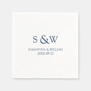 Custom Monogram Wedding Napkins Blue