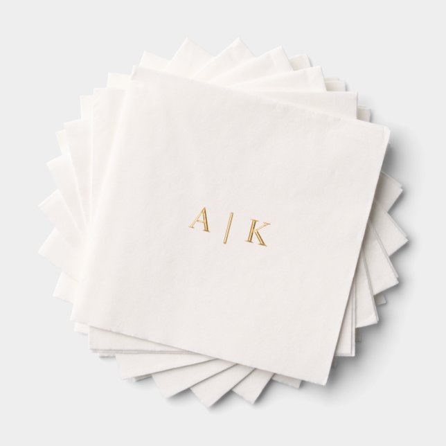 Custom Monogram Wedding Napkins - Gold Foil (Insitu (Stacked))