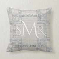 Custom Monogram Wedding Pilow Throw Pillow