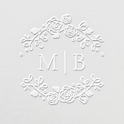 Custom Monogram Wedding Rose Floral Personalized Embosser