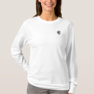 Custom Monogram White Embroidered Long Sleeve T-Shirt