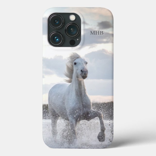 Custom Monogram White Horse phone cases (Back)