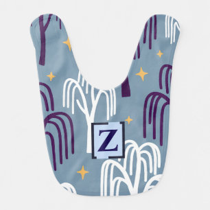 Custom Monogram Willow Tree Blue Baby Bib