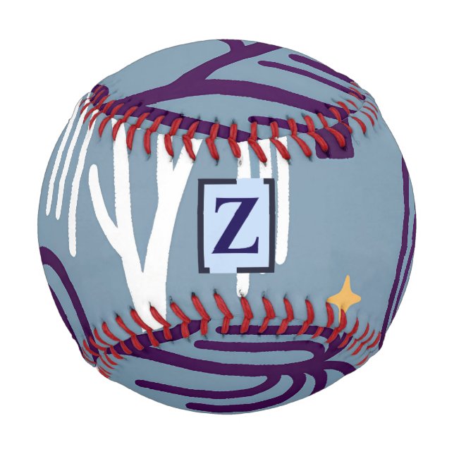 Custom Monogram Willow Tree Pattern Blue Baseball (Front)