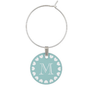 Custom monogram wine charms with hearts
