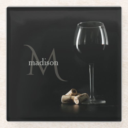 Custom Monogram Wine Glass glass coaster