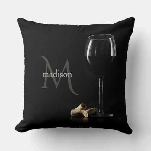 Custom Monogram Wine Glass throw pillows