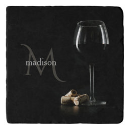 Custom Monogram &quot;Wine Glass&quot; Trivet