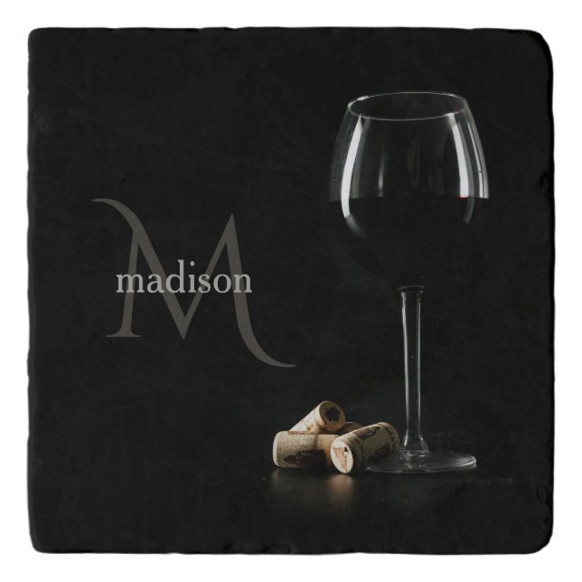 Custom Monogram "Wine Glass" Trivet (Front)