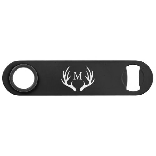 Custom Monogram with Black White Deer Antler Bar Key