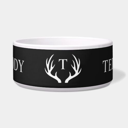 Custom Monogram with Black White Deer Antler Bowl