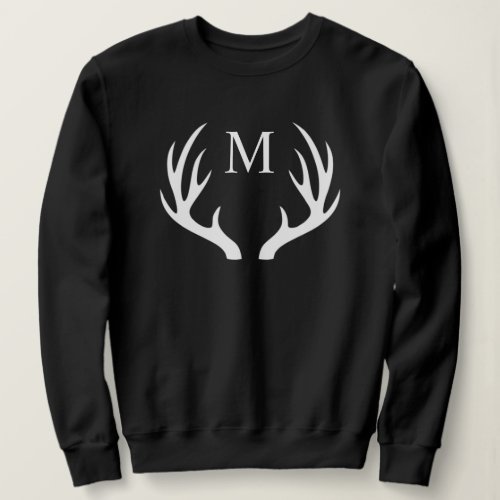 Custom Monogram with Black White Deer Antler Sweatshirt