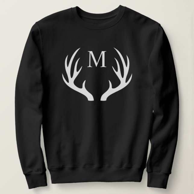 Custom Monogram with Black White Deer Antler Sweatshirt (Design Front)