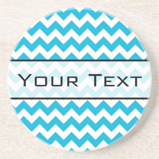 Custom Monogram with Blue Chevron Background Drink Coaster