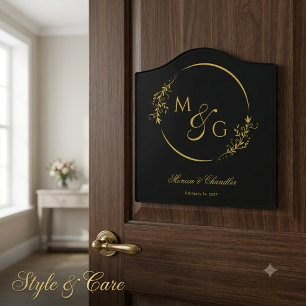 Custom Monogram With Couple Name Floral Stylish Door Sign