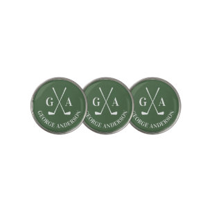 Custom Monogram with Golf Clubs Gift for Him Ball Marker