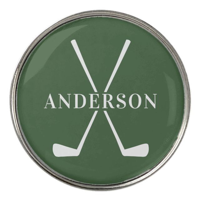 Custom Monogram with Golf Clubs | Gift for Him Ball Marker (Front)
